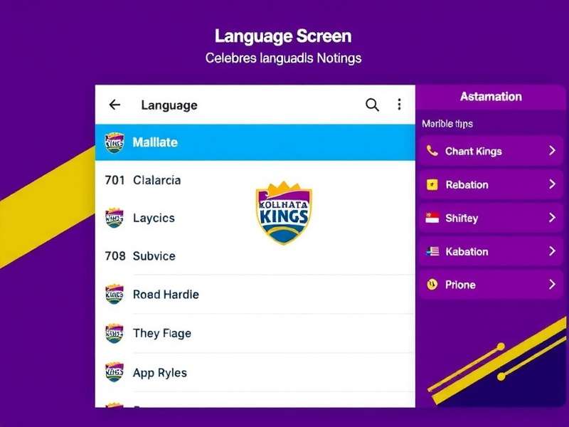 Kolkata Kings Glory Supports Multiple Indian Languages Kolkata Kings Glory Language Selection Screen